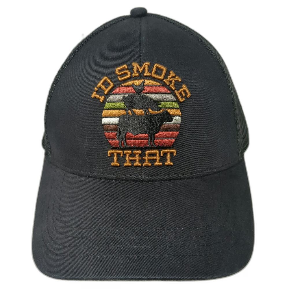 Cody James Trucker Hat Black One Size Snapback Mesh BBQ I'd Smoke That Animals